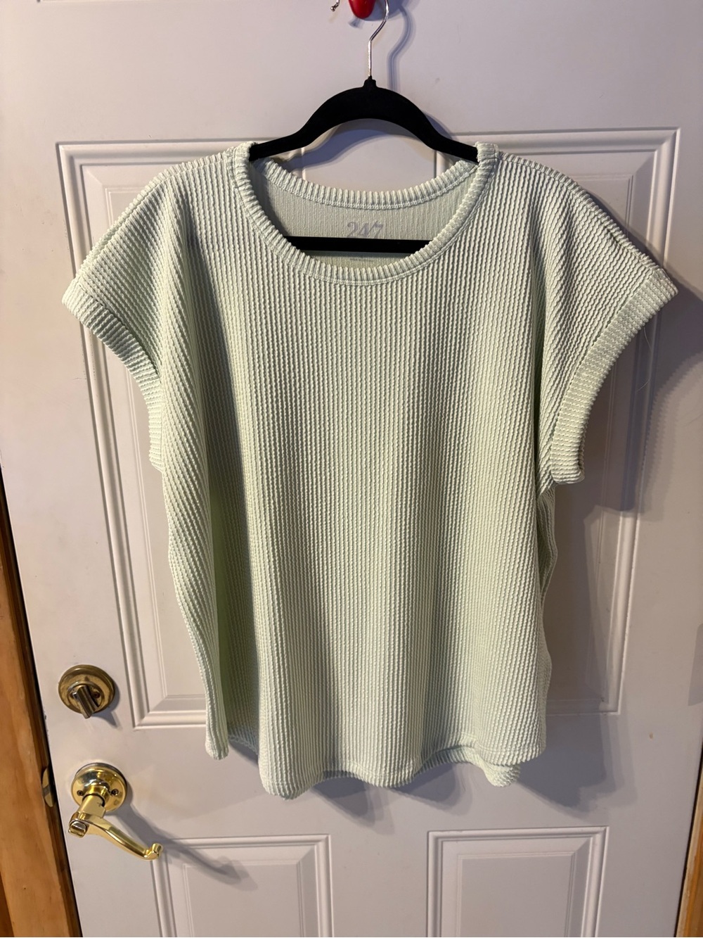 Maurices Light Mint Ribbed Short Sleeve Top Size Large